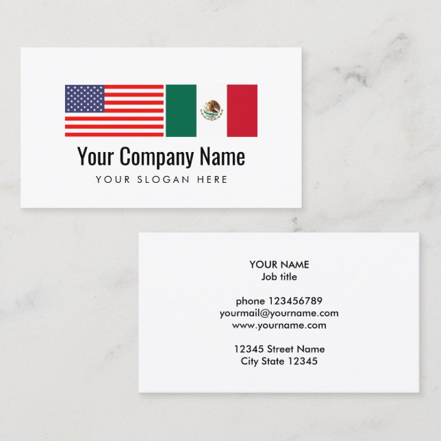 Translator Spanish English American Mexican flag Business Card (Front/Back)