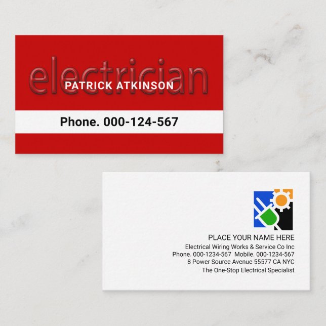 Translucent Electrician Signage Electricity Business Card (Front/Back)