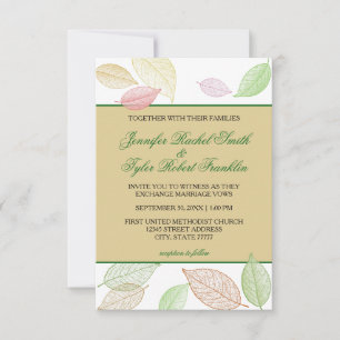 Translucent Fall Leaves - 3X5 Wedding Invitation
