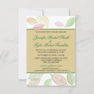 Translucent Fall Leaves - 3X5 Wedding/Reception Invitation