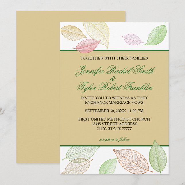 Translucent Fall Leaves - Wedding Invitation (Front/Back)