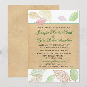 Translucent Fall Leaves - Wedding/Reception Invite