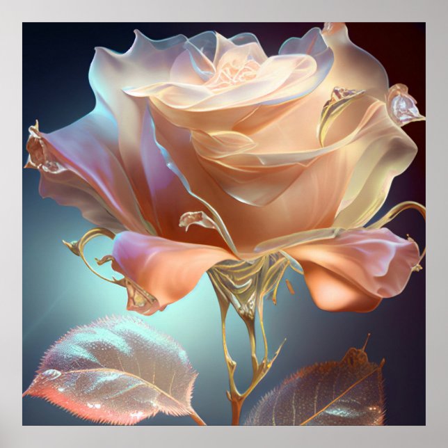 Translucent Glass Rose - Peach Poster (Front)