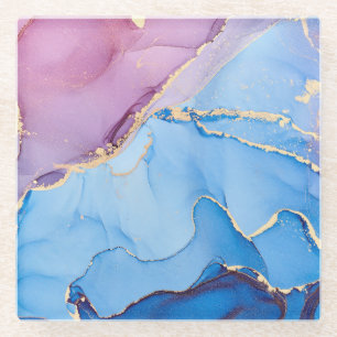 Translucent Hues Fluid: Alcohol Ink Abstract Glass Coaster