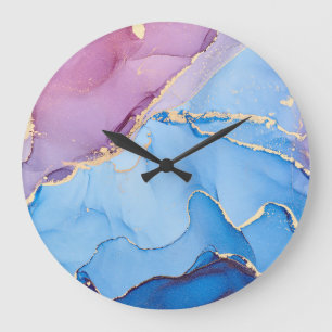 Translucent Hues Fluid: Alcohol Ink Abstract Large Clock