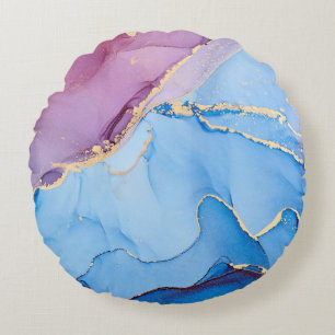 Translucent Hues Fluid: Alcohol Ink Abstract Round Cushion