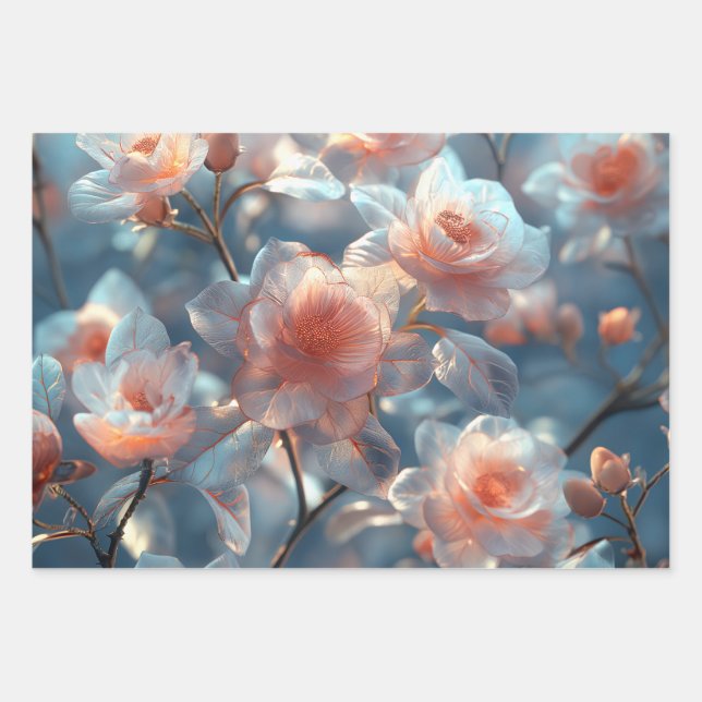 Translucent Japanese cherry blossom texture Wrapping Paper Sheet (Front 2)