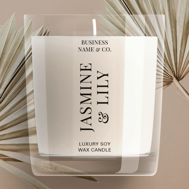 Translucent Minimalist Candle Jar Vertical Label (Minimalist transparent vertical product label, great for candle jars, boxes and more)