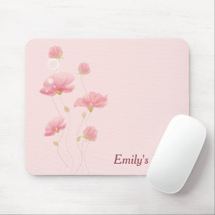 Translucent Pink Flowers On Pink Mouse Mat