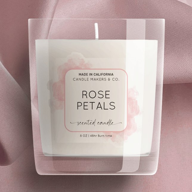 Translucent Pink Watercolor Clear Product Label (Elegant pink watercolor translucent candle label )