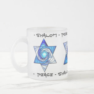 Translucent Stained Glass Star of David Frosted Glass Coffee Mug