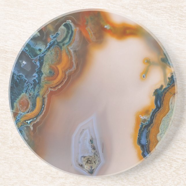 Translucent Teal & Rust Agate Coaster (Front)