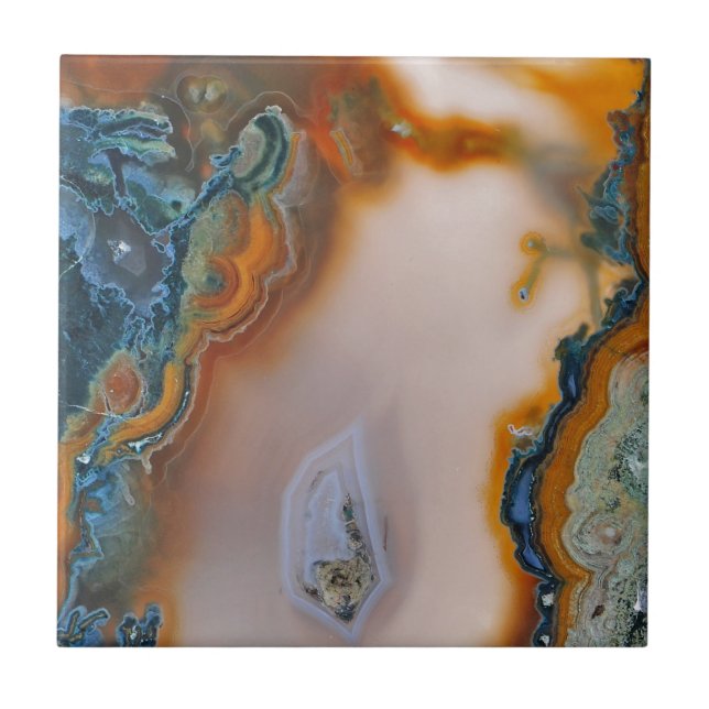 Translucent Teal & Rust Agate Tile (Front)