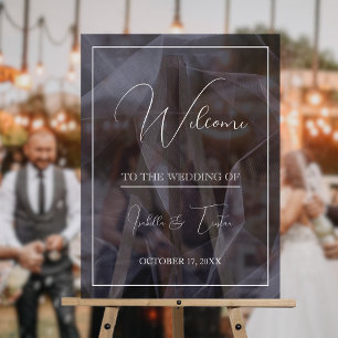 Translucent Tulle Black Wedding Welcome Acrylic Sign