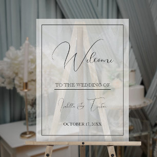 Translucent Tulle White Wedding Welcome Acrylic Sign