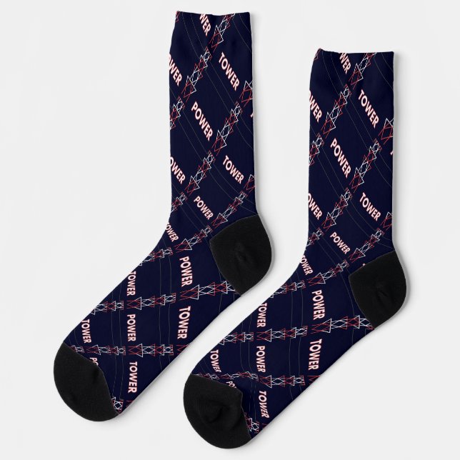 Transmission Tower and Power Line Pattern Socks (Left)