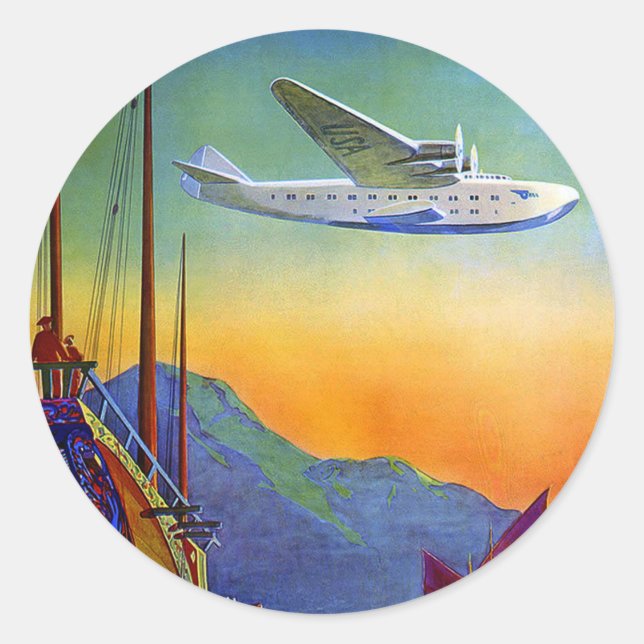 Transpacific Travel Art Round Sticker (Front)