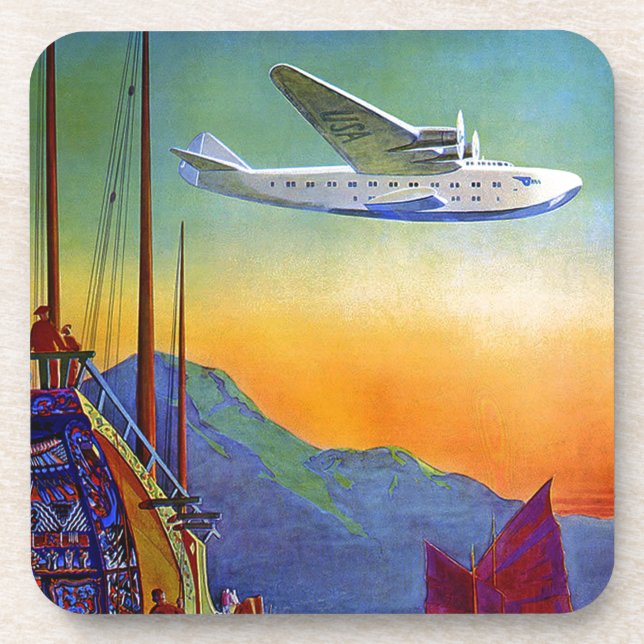 Transpacific Travel Artwork Hard Plastic Coaster (Front)