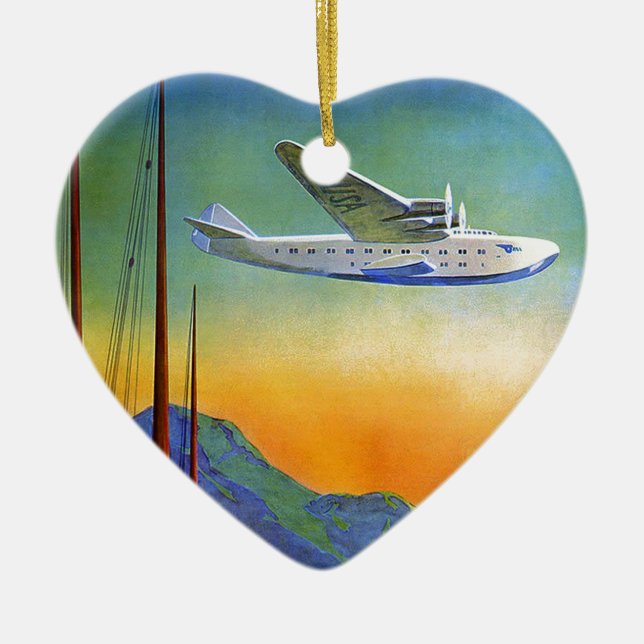 Transpacific Travel Ceramic Ornament (Front)