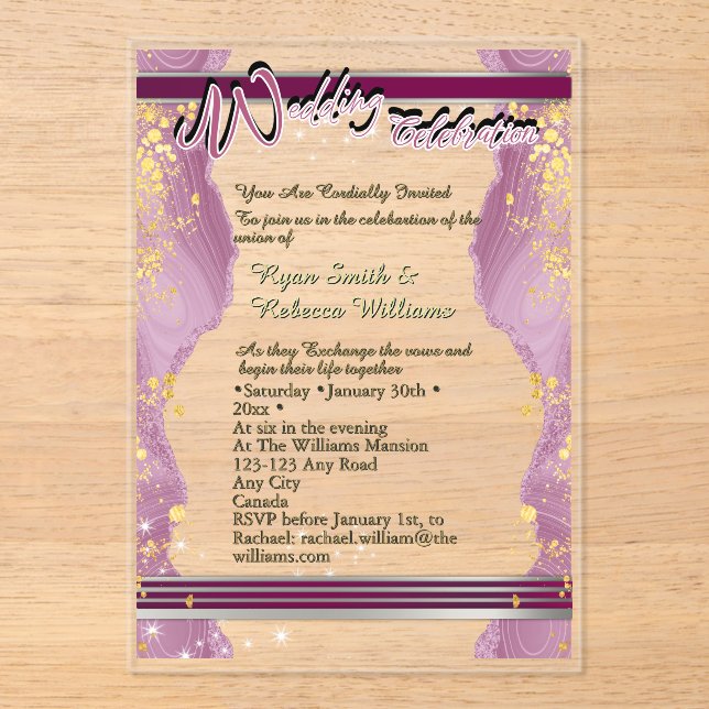 Transparent Acrylic Wedding Invitation  (Front)
