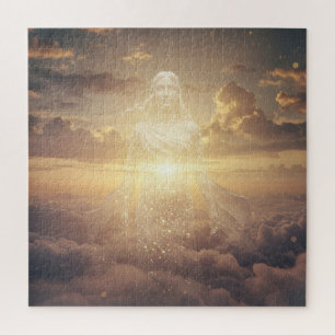 Transparent Angelic Woman Walks in Clouds Jigsaw Puzzle