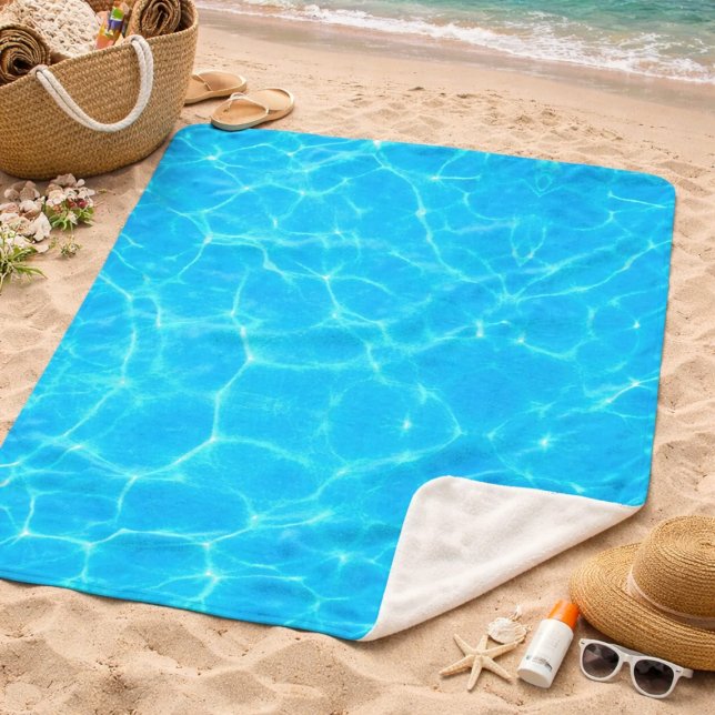 Transparent Aqua Turquoise Ocean Sea Water Sherpa Blanket (Creator Uploaded)