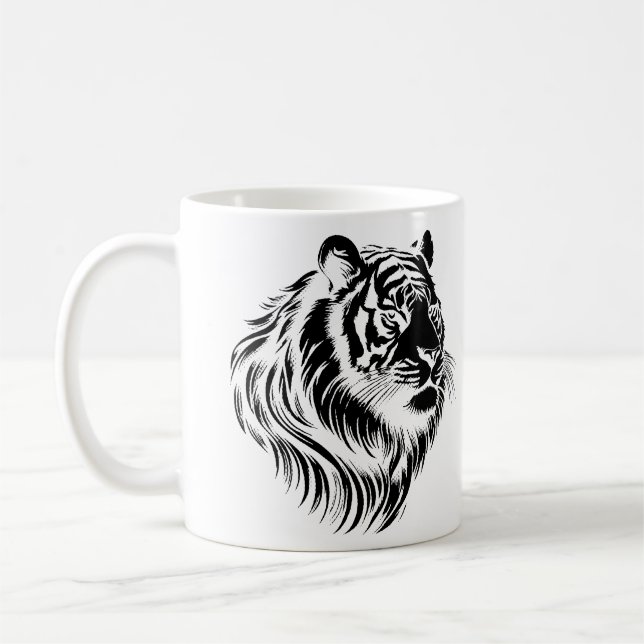 Transparent background tiger face T-Shirt Coffee Mug (Left)
