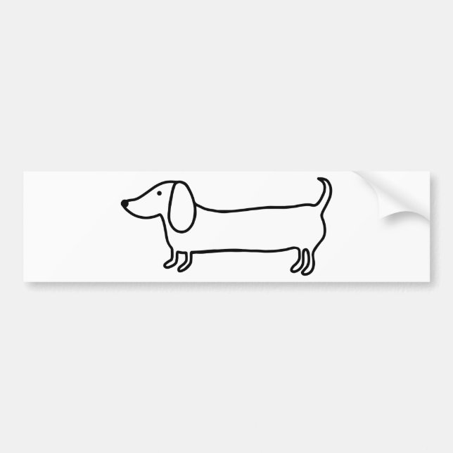 Transparent black dachshund illustration bumper sticker (Front)