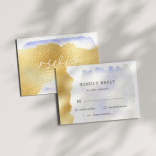Transparent Blue Gold Foil RSVP Response Card