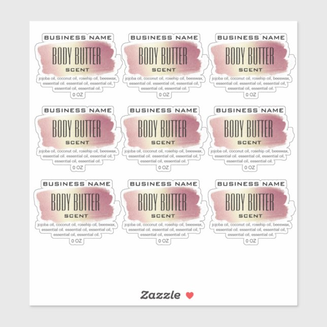Transparent Body Butter Labels Holographic Pink (Sheet)
