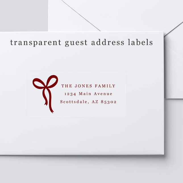 Transparent Bow Wedding Guest Address Labels (Creator Uploaded)