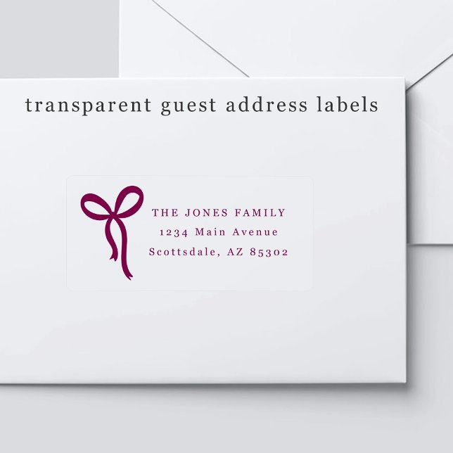 Transparent Bow Wedding Guest Address Labels (Creator Uploaded)