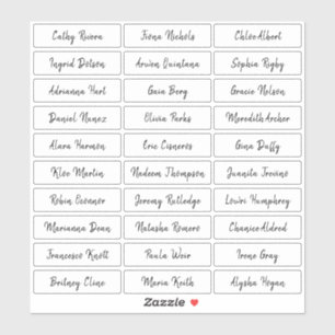 Transparent brush script guest names