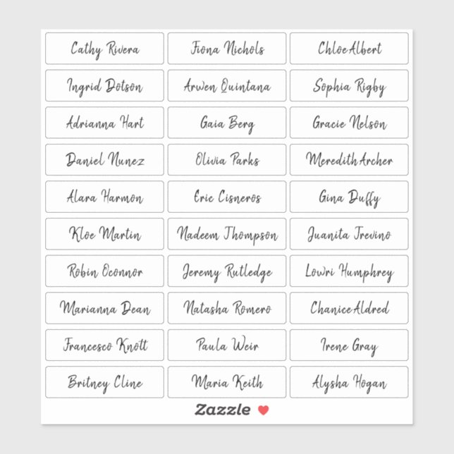 Transparent brush script guest names (Sheet)