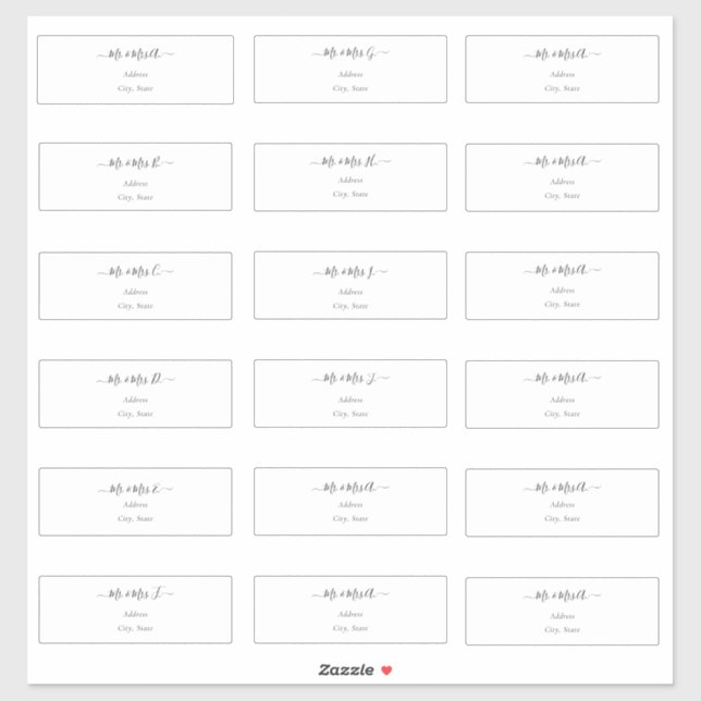 Transparent Calligraphy DIY Guest Address (Sheet)