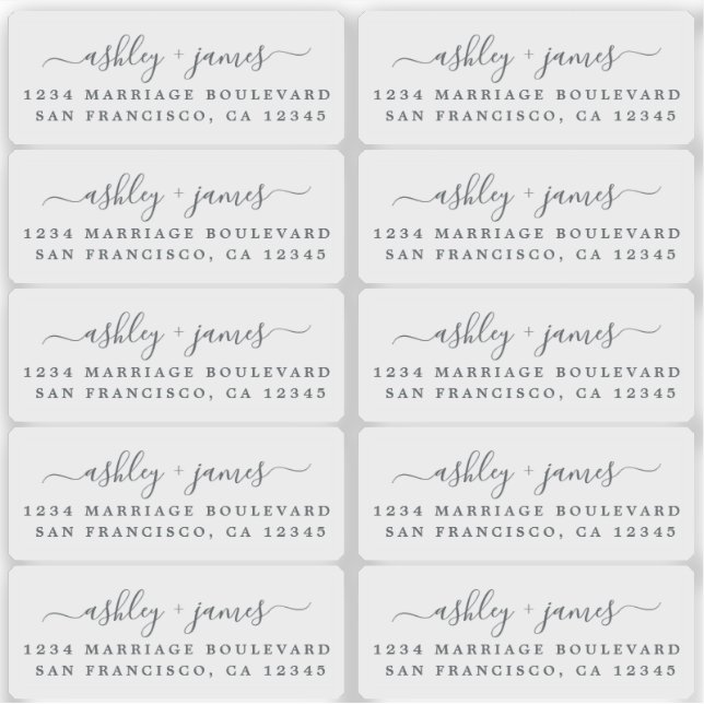 Transparent Calligraphy Return Address Labels (Front)