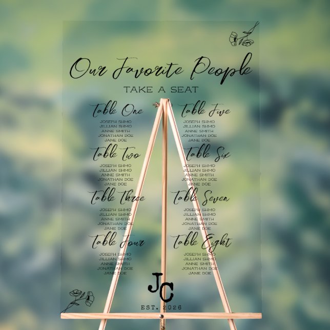 Transparent Clear Acrylic Wedding Seating Chart (Neutral)