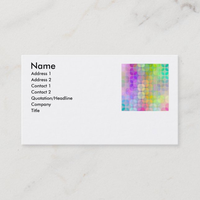 transparent colourful retro pattern, Name, Business Card (Front)