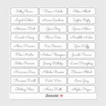 Transparent cute script guest names sticker<br><div class="desc">Minimalist wedding guest names sticker with cute handwritten script name,  simple and elegant. Can be used on place cards for wedding and any other event. Available in Clear and White.</div>