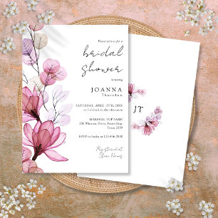 Transparent Dusty Rose Floral Bridal Shower Invitation