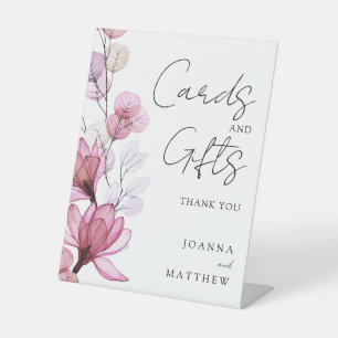 Transparent Dusty Rose Floral Cards And Gifts Pedestal Sign