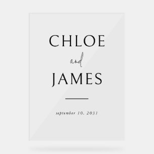 Transparent Elegant Custom Couple's Name Wedding Acrylic Sign