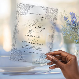 Transparent Elegant Formal Calligraphy Wedding Acrylic Invitations