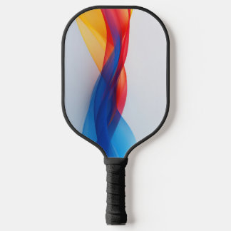 Transparent floating shapes in primary colours pickleball paddle