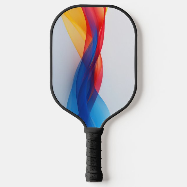 Transparent floating shapes in primary colours pickleball paddle (Front)