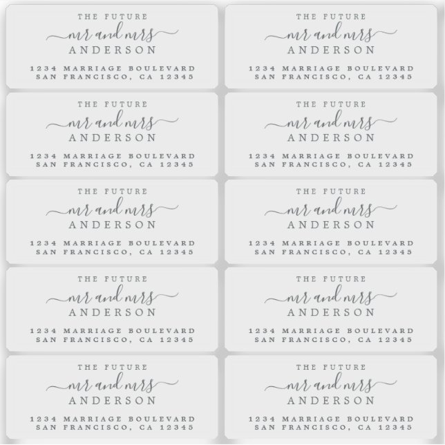Transparent Future Mr Mrs Return Address Labels (Front)