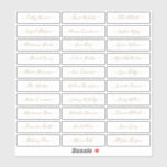Transparent gold simple modern script guest names<br><div class="desc">Modern minimalist wedding guest names sticker with trendy modern script name in gold colour,  simple and elegant. Can be used on place cards for wedding and any other event. Available in Clear and White.</div>