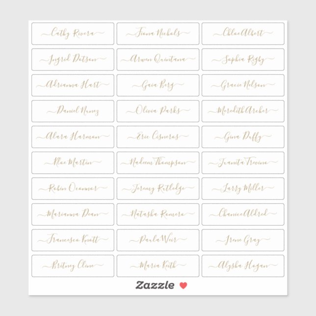 Transparent gold simple modern script guest names (Sheet)
