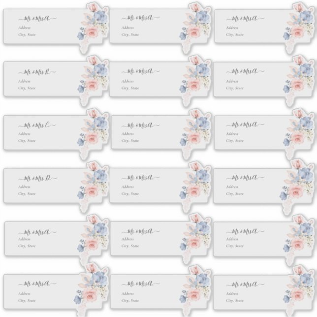 Transparent Guest Address Blush Blue H2 Flowers (Front)