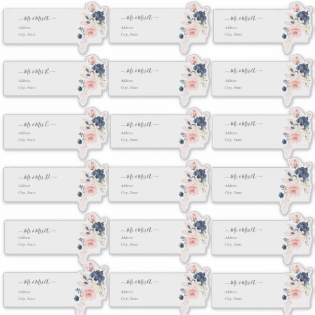 Transparent Guest Address Blush Navy H2 Flowers (Front)